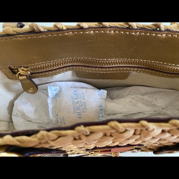 Michael Kors Tan Weave and Gold Accent Handbag - Picture 6 of 8